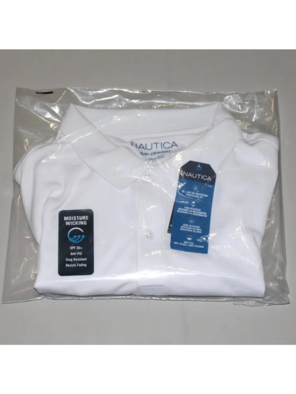 Nautica Boys' School Uniform Short Sleeve Button-Down Polo Shirt White Sm 34/35